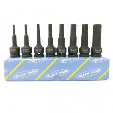 Black Hand Impact Long Hex Bit Sockets Set 1/2'' x 8pc/ Set Black Hand Impact Long Hex Bit Sockets Set 1/2'' x 8pc/ Set